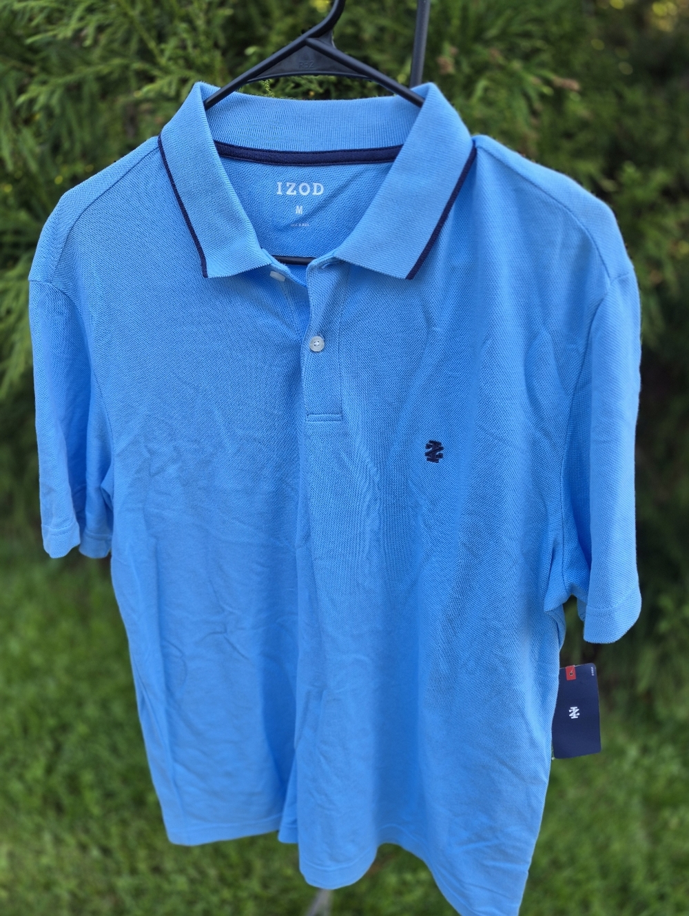 NWT MENS Izod Light Blue Polo with Contrast Trim MEDIUM